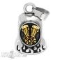 Preview: Golden V2 Engine Block on Stainless Steel Biker-Bell with Flames Engine Ride Bell